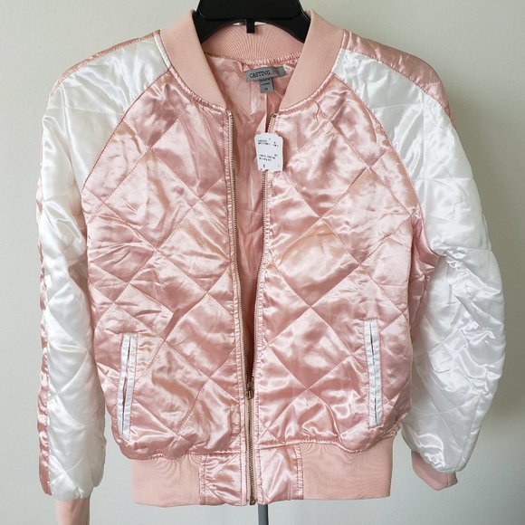 white satin bomber jacket